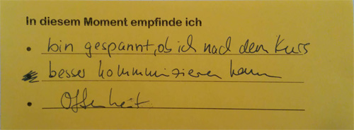 Erste Kommentarkarte zu Kursbeginn als Beispiel (siehe Text)