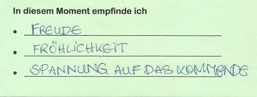 Erste Kommentarkarte zu Kursbeginn als Beispiel (siehe Text) 
